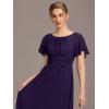 imageEverPretty Womens Classic Round Neck Short Sleeves Chiffon Floor Length Bridesmaid Dress 01840PHDark Purple