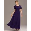 imageEverPretty Womens Classic Round Neck Short Sleeves Chiffon Floor Length Bridesmaid Dress 01840PHDark Purple
