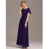 imageEverPretty Womens Classic Round Neck Short Sleeves Chiffon Floor Length Bridesmaid Dress 01840PHDark Purple