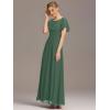 imageEverPretty Womens Classic Round Neck Short Sleeves Chiffon Floor Length Bridesmaid Dress 01840PHEucalyptus Green