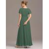 imageEverPretty Womens Classic Round Neck Short Sleeves Chiffon Floor Length Bridesmaid Dress 01840PHEucalyptus Green