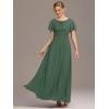 imageEverPretty Womens Classic Round Neck Short Sleeves Chiffon Floor Length Bridesmaid Dress 01840PHEucalyptus Green