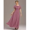 imageEverPretty Womens Classic Round Neck Short Sleeves Chiffon Floor Length Bridesmaid Dress 01840PHOrchid