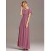 imageEverPretty Womens Classic Round Neck Short Sleeves Chiffon Floor Length Bridesmaid Dress 01840PHOrchid