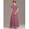 imageEverPretty Womens Classic Round Neck Short Sleeves Chiffon Floor Length Bridesmaid Dress 01840PHOrchid