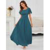 imageEverPretty Womens Classic Round Neck Short Sleeves Chiffon Floor Length Bridesmaid Dress 01840PHTeal