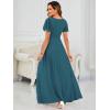 imageEverPretty Womens Classic Round Neck Short Sleeves Chiffon Floor Length Bridesmaid Dress 01840PHTeal