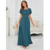 imageEverPretty Womens Classic Round Neck Short Sleeves Chiffon Floor Length Bridesmaid Dress 01840PHTeal
