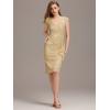 imageEverPretty Womens Elegant Sequin V Neck Cap Sleeves Pleated Knee Length Cocktail Dress 05268Gold