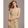 imageEverPretty Womens Elegant Sequin V Neck Cap Sleeves Pleated Knee Length Cocktail Dress 05268Gold