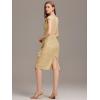 imageEverPretty Womens Elegant Sequin V Neck Cap Sleeves Pleated Knee Length Cocktail Dress 05268Gold
