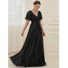 imageEverPretty Womens Evening Gowns V Neck Short Sleeves Aline Glitter Formal Dresses 50159Black