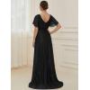 imageEverPretty Womens Evening Gowns V Neck Short Sleeves Aline Glitter Formal Dresses 50159Black