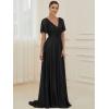 imageEverPretty Womens Evening Gowns V Neck Short Sleeves Aline Glitter Formal Dresses 50159Black