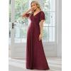imageEverPretty Womens Evening Gowns V Neck Short Sleeves Aline Glitter Formal Dresses 50159Burgundy