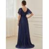 imageEverPretty Womens Evening Gowns V Neck Short Sleeves Aline Glitter Formal Dresses 50159Navy Blue