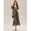 imageEverPretty Womens Gorgeous V Neck Sequin Tulle Short Sleeves Bodycon Maxi Formal Evening Gowns 02370Black Gold