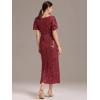 imageEverPretty Womens Gorgeous V Neck Sequin Tulle Short Sleeves Bodycon Maxi Formal Evening Gowns 02370Burgundy