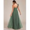 imageEverPretty Womens One Shoulder Sleeveless Pleated ALine Floor Length Bridesmaid Dresses 01911Eucalyptus Green