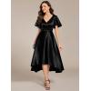 imageEverPretty Womens Satin Short Ruffles Sleeves A Line Empire Waist Wedding Guest Dress with Pockets 02335Black