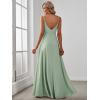 imageEverPretty Womens Sexy Spaghetti Straps Chiffon Ruched VNeck Slit FloorLength Formal DressMint Green