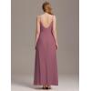 imageEverPretty Womens Sexy Spaghetti Straps Chiffon Ruched VNeck Slit FloorLength Formal DressOrchid