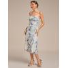 imageEverPretty Womens Sexy Spaghetti Straps Pleated Floral Midi Wedding Guest Dresses 02416Blue Verdure on White