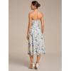 imageEverPretty Womens Sexy Spaghetti Straps Pleated Floral Midi Wedding Guest Dresses 02416Blue Verdure on White