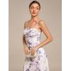 imageEverPretty Womens Sexy Spaghetti Straps Pleated Floral Midi Wedding Guest Dresses 02416Light Purple Print