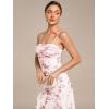 imageEverPretty Womens Sexy Spaghetti Straps Pleated Floral Midi Wedding Guest Dresses 02416Russet Red Print