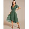imageEverPretty Womens Summer Chiffon Pleated VNeck Short Wedding Guest Dress with Ruffled Sleeves 01923Eucalyptus Green