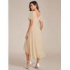imageEverPretty Womens Summer Chiffon Pleated VNeck Short Wedding Guest Dress with Ruffled Sleeves 01923Gold