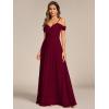 imageEverPretty Womens V Neck Pleated Sleeveless Chiffon Floor Length A Line Bridesmaid Dresses 02354Burgundy