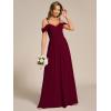 imageEverPretty Womens V Neck Pleated Sleeveless Chiffon Floor Length A Line Bridesmaid Dresses 02354Burgundy