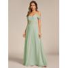 imageEverPretty Womens V Neck Pleated Sleeveless Chiffon Floor Length A Line Bridesmaid Dresses 02354Mint Green