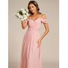 imageEverPretty Womens V Neck Pleated Sleeveless Chiffon Floor Length A Line Bridesmaid Dresses 02354Pink