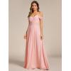 imageEverPretty Womens V Neck Pleated Sleeveless Chiffon Floor Length A Line Bridesmaid Dresses 02354Pink