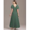 imageEverPretty Womens V Neck Ruffles Short Sleeve Floor Length Pleated Chiffon Floor Length Formal Dress 0050PHEucalyptus Green