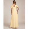 imageEverPretty Womens V Neck Ruffles Short Sleeve Floor Length Pleated Chiffon Floor Length Formal Dress 0050PHYellow