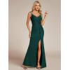 imageEverPretty Womens V Neck Stretchy Glitter Bodycon Ball Gowns Sleeveless High Split Formal Evening Dresses 01888Dark Green