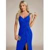 imageEverPretty Womens V Neck Stretchy Glitter Bodycon Ball Gowns Sleeveless High Split Formal Evening Dresses 01888Sapphire Blue