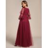 imageEverPretty Womens V Neck Tulle Beaded Flared Sleeves Split Floor Length Bridesmaid Dresses 0003Burgundy