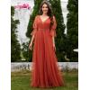 imageEverPretty Womens V Neck Tulle Beaded Flared Sleeves Split Floor Length Bridesmaid Dresses 0003Burnt Orange
