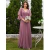 imageEverPretty Womens V Neck Tulle Beaded Flared Sleeves Split Floor Length Bridesmaid Dresses 0003Orchid