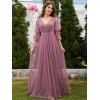 imageEverPretty Womens V Neck Tulle Beaded Flared Sleeves Split Floor Length Bridesmaid Dresses 0003Orchid