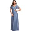 imageEverPretty Womens Evening Gowns V Neck Short Sleeves Aline Glitter Formal Dresses 50159Dusty Navy