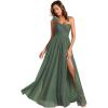 imageEverPretty Womens One Shoulder Sleeveless Pleated ALine Floor Length Bridesmaid Dresses 01911Eucalyptus Green