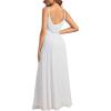 imageEverPretty Womens Sexy Spaghetti Straps Cowl Back Empire Waist A Line Pleated Chiffon Bridesmaid Dress 80026PHWhite
