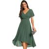 imageEverPretty Womens Summer Chiffon Pleated VNeck Short Wedding Guest Dress with Ruffled Sleeves 01923Eucalyptus Green