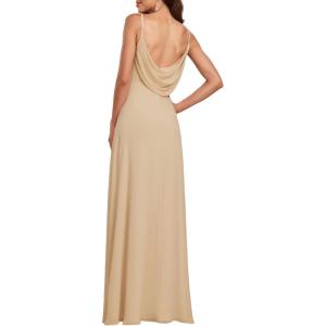imageEverPretty Womens Sexy Spaghetti Straps Cowl Back Empire Waist A Line Pleated Chiffon Bridesmaid Dress 80026PHChampagne